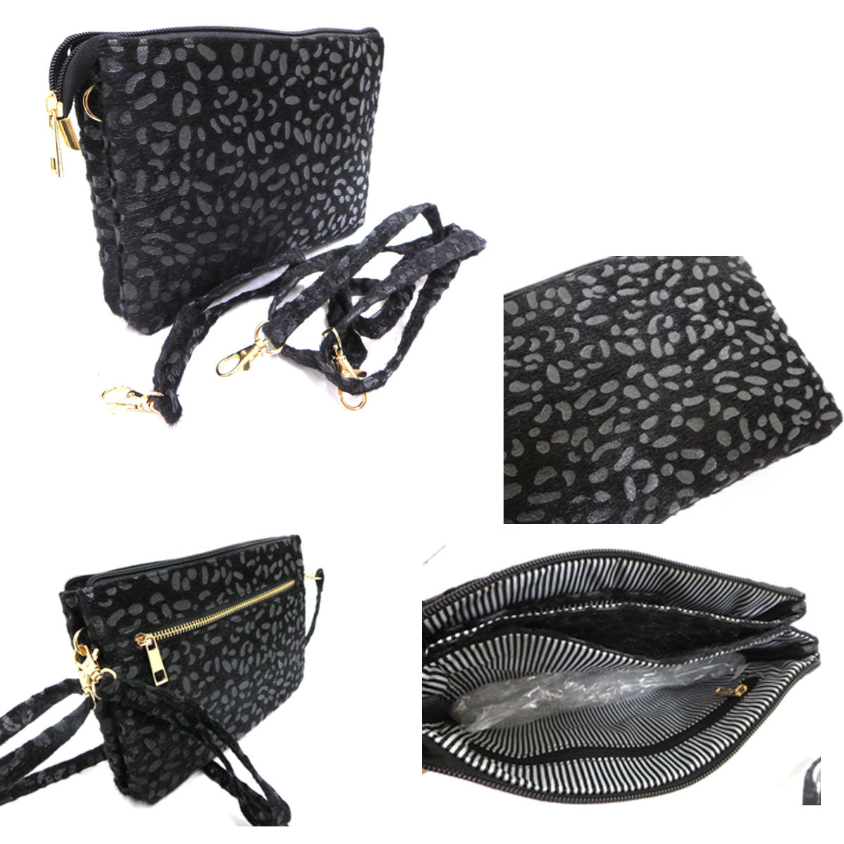 Black Cheetah Print Crossbody Purse